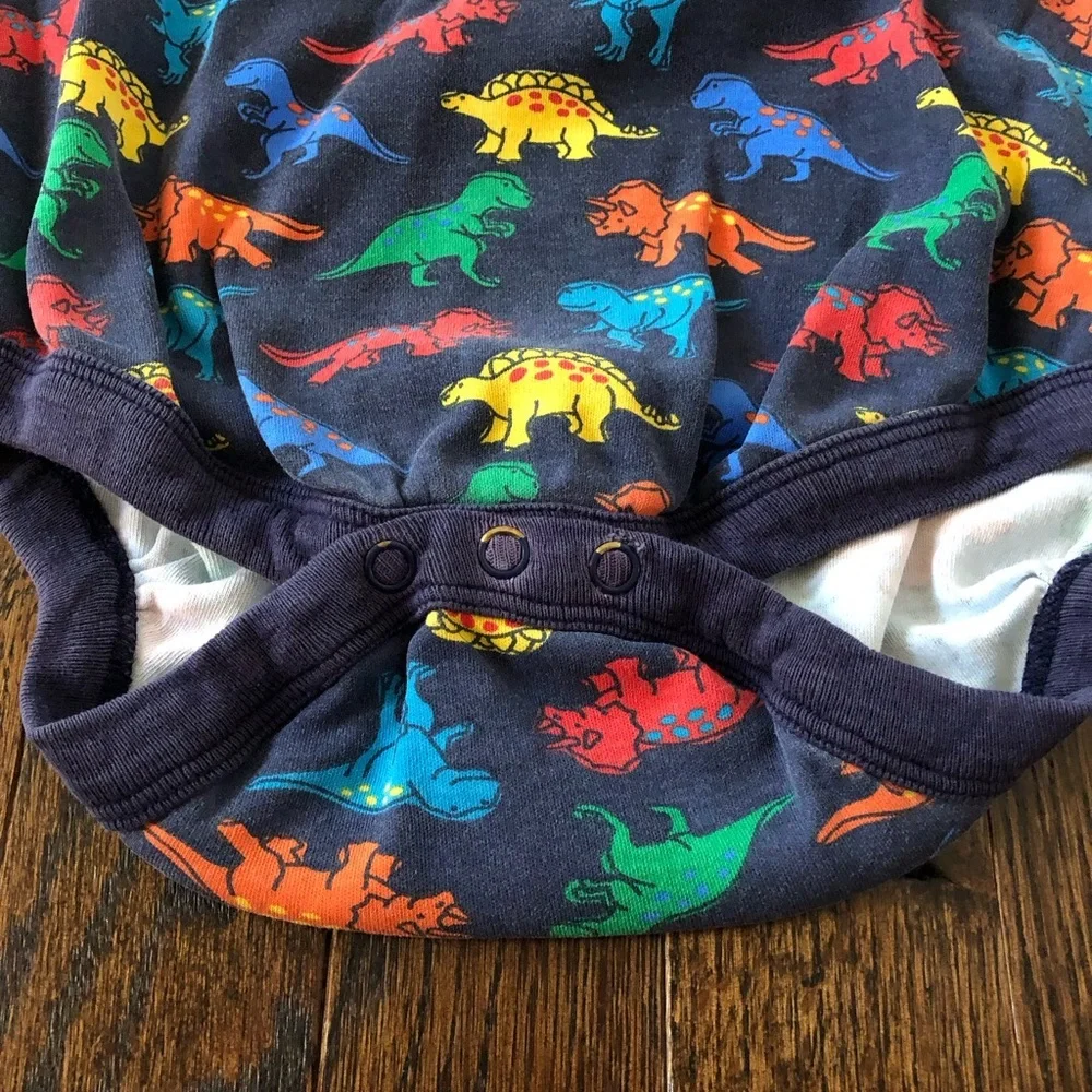 JoJo Maman Bebe Boys 2-3Y Blue Multi-Colored Dinosaurs Collared Long-Sleeve Polo